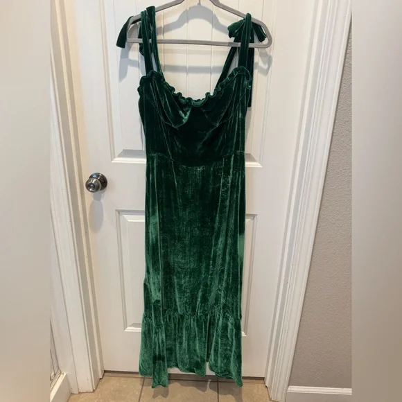 Reformation Antoinette velvet dress green - Picture 6 of 6